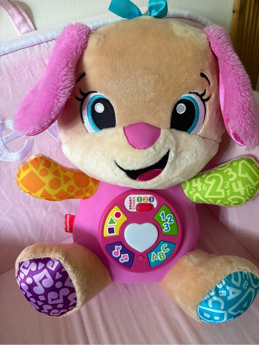 Fisher-Price Pink and Tan Interactive Learning Puppy Plush